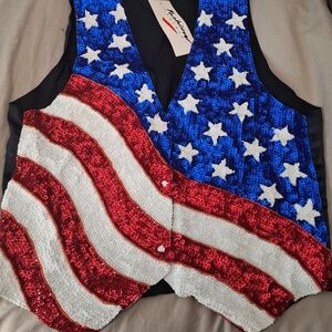 Sequin American Flag Vest Top